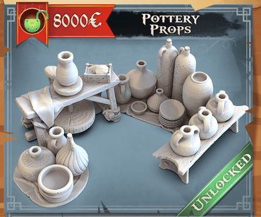 3D Printed STL Miniatures Pottery Props 28 - 32mm War Gaming D&D (Online Only)