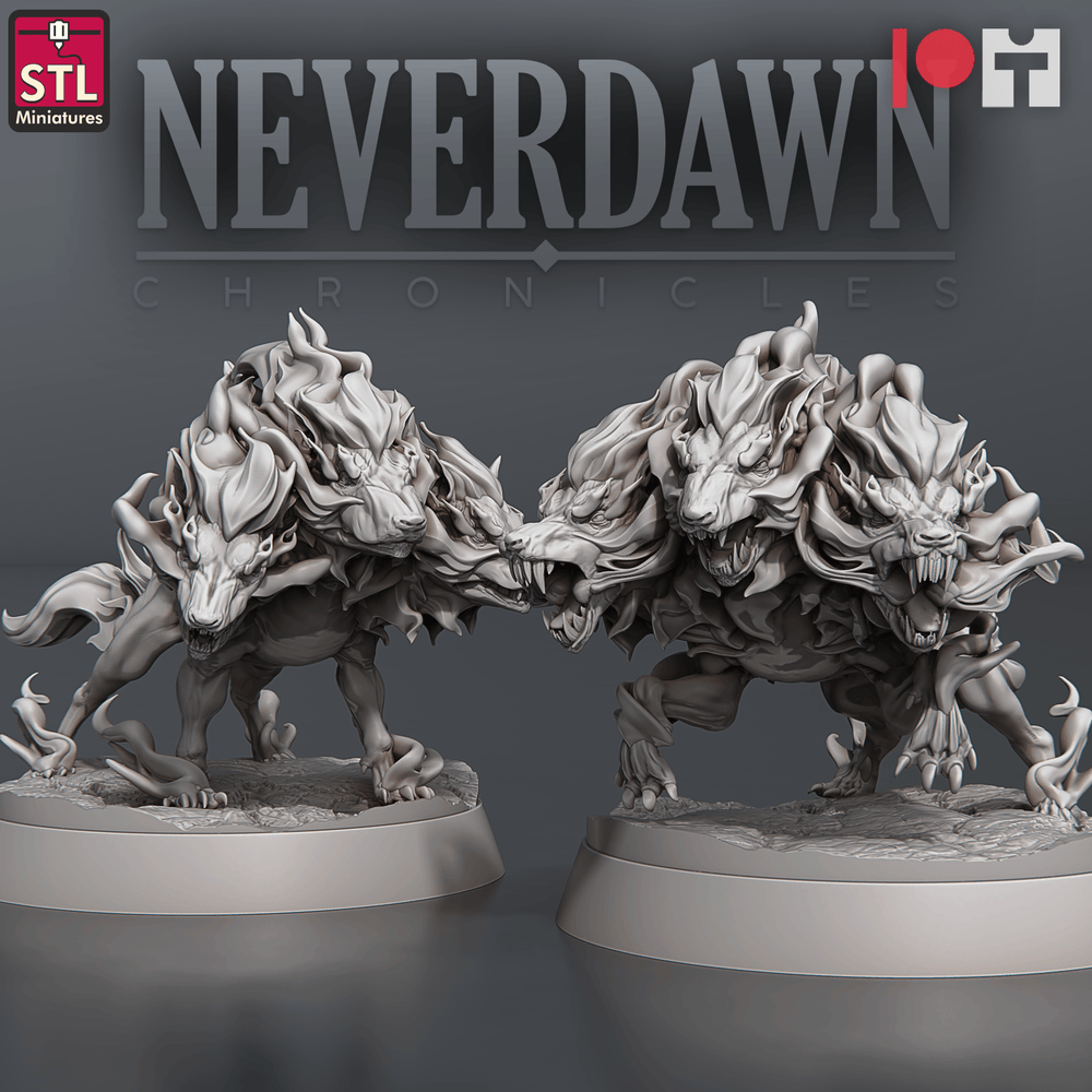 3D Printed STL Miniatures Pyromancers Cerberus 28 - 32mm War Gaming D&D (Online Only)