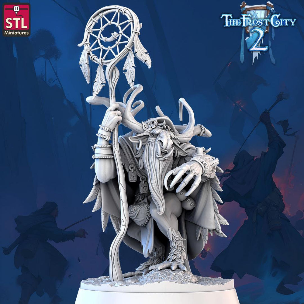 3D Printed STL Miniatures Rangifer Shamans The Frost City 2 28 - 32mm War Gaming D&D (Online Only)