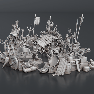 3D Printed STL Miniatures Riot Set 28 - 32mm War Gaming D&D (Online Only)