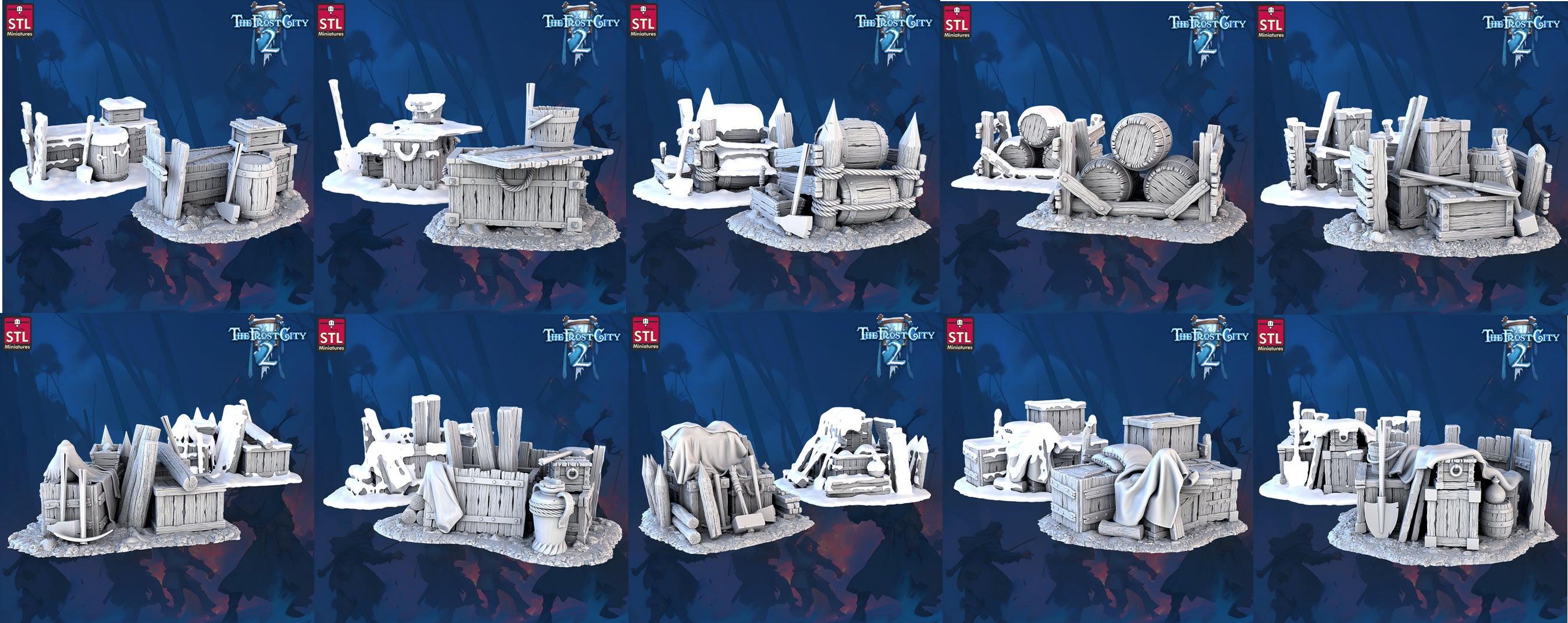 3D Printed STL Miniatures Scatter Terrain The Frost City 2 28 - 32mm War Gaming D&D (Online Only)