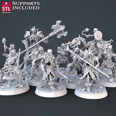 3D Printed STL Miniatures Skeletons Set 28mm - 32mm War Gaming D&D (Online Only)