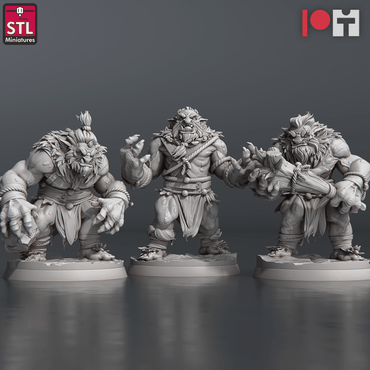 3D Printed STL Miniatures Snow Trolls Set 28 - 32mm War Gaming D&D (Online Only)