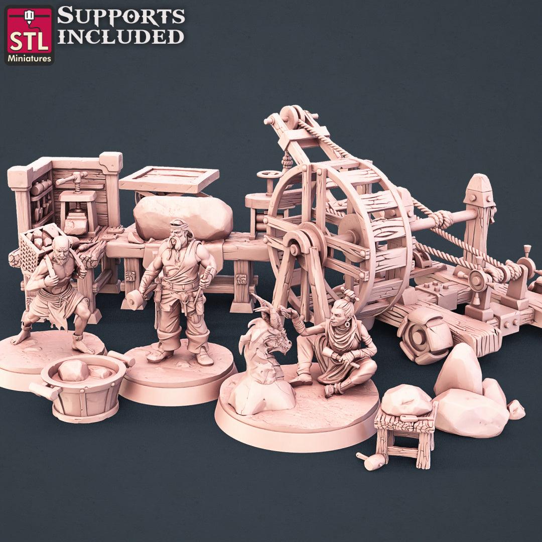 3D Printed STL Miniatures Stone Carver Set 28 - 32mm War Gaming D&D (Online Only)