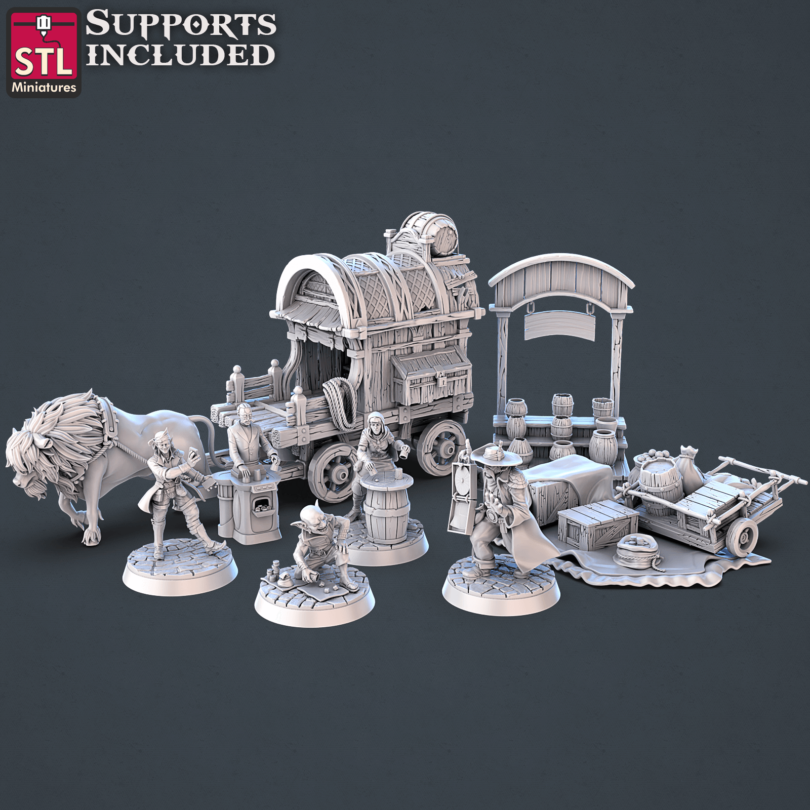 3D Printed STL Miniatures Street Gambler Set | 28 - 32mm War Gaming D&D (Online Only)
