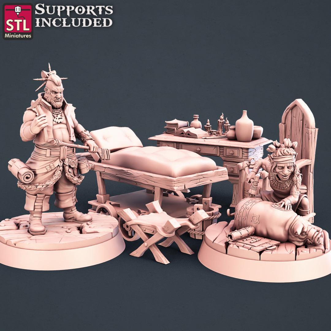 3D Printed STL Miniatures Tattoo Artist Set 28 - 32mm War Gaming D&D (Online Only)