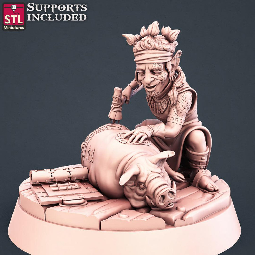 3D Printed STL Miniatures Tattoo Artist Set 28 - 32mm War Gaming D&D (Online Only)