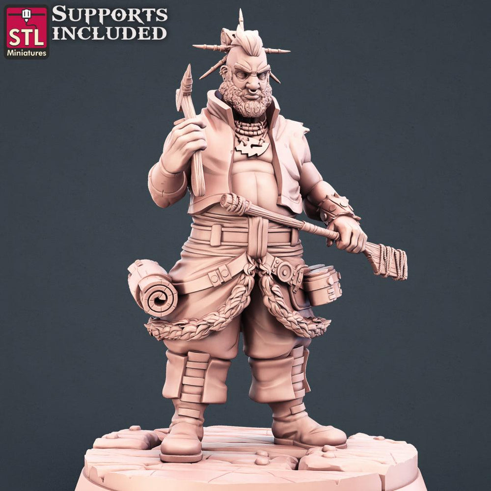 3D Printed STL Miniatures Tattoo Artist Set 28 - 32mm War Gaming D&D (Online Only)