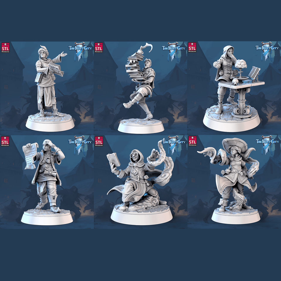 3D Printed STL Miniatures The Frost City Apprentices 28mm - 32mm War Gaming D&D (Online Only)