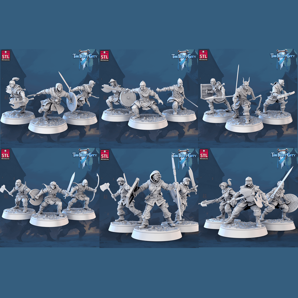 3D Printed STL Miniatures The Frost City Army Soldiers Sets - Modular 28 - 32mm War Gaming D&D (Online Only)