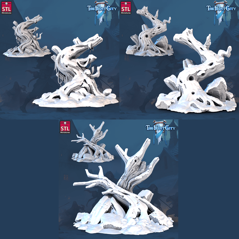 3D Printed STL Miniatures The Frost City Dead Trees 28 - 32mm War Gaming D&D (Online Only)