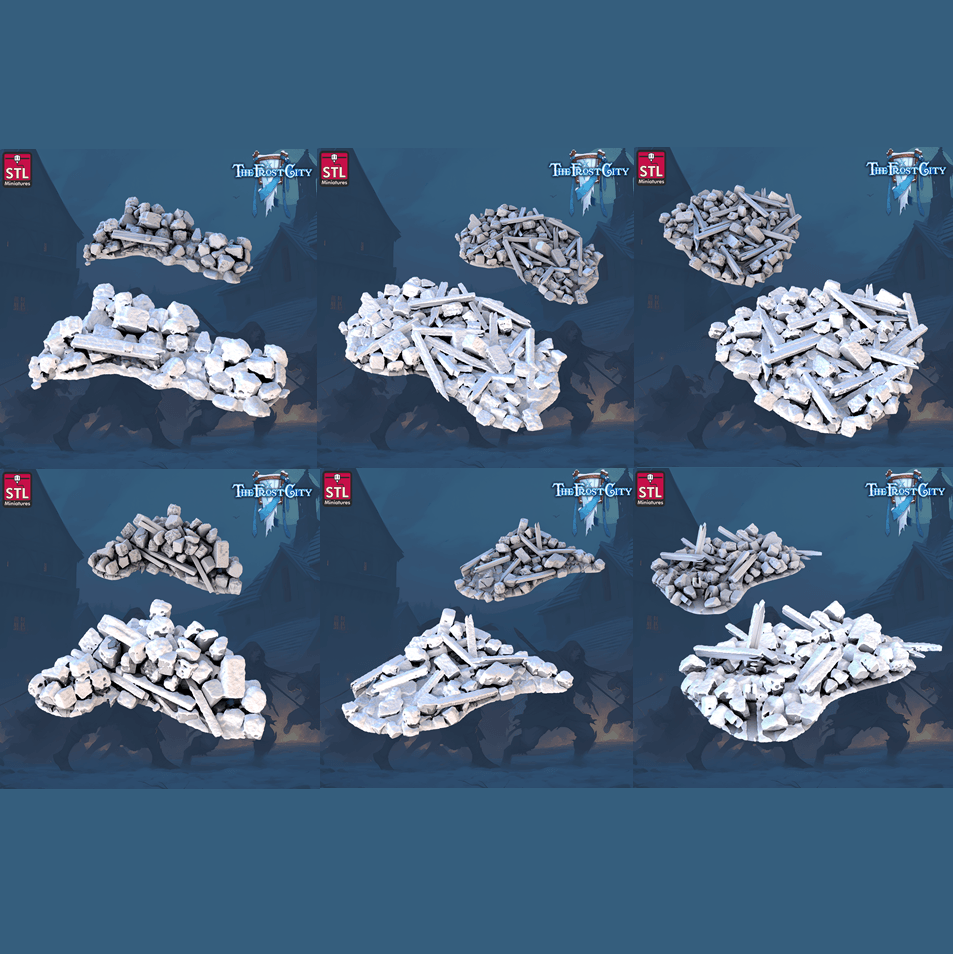 3D Printed STL Miniatures The Frost City Debris 28 - 32mm War Gaming D&D (Online Only)