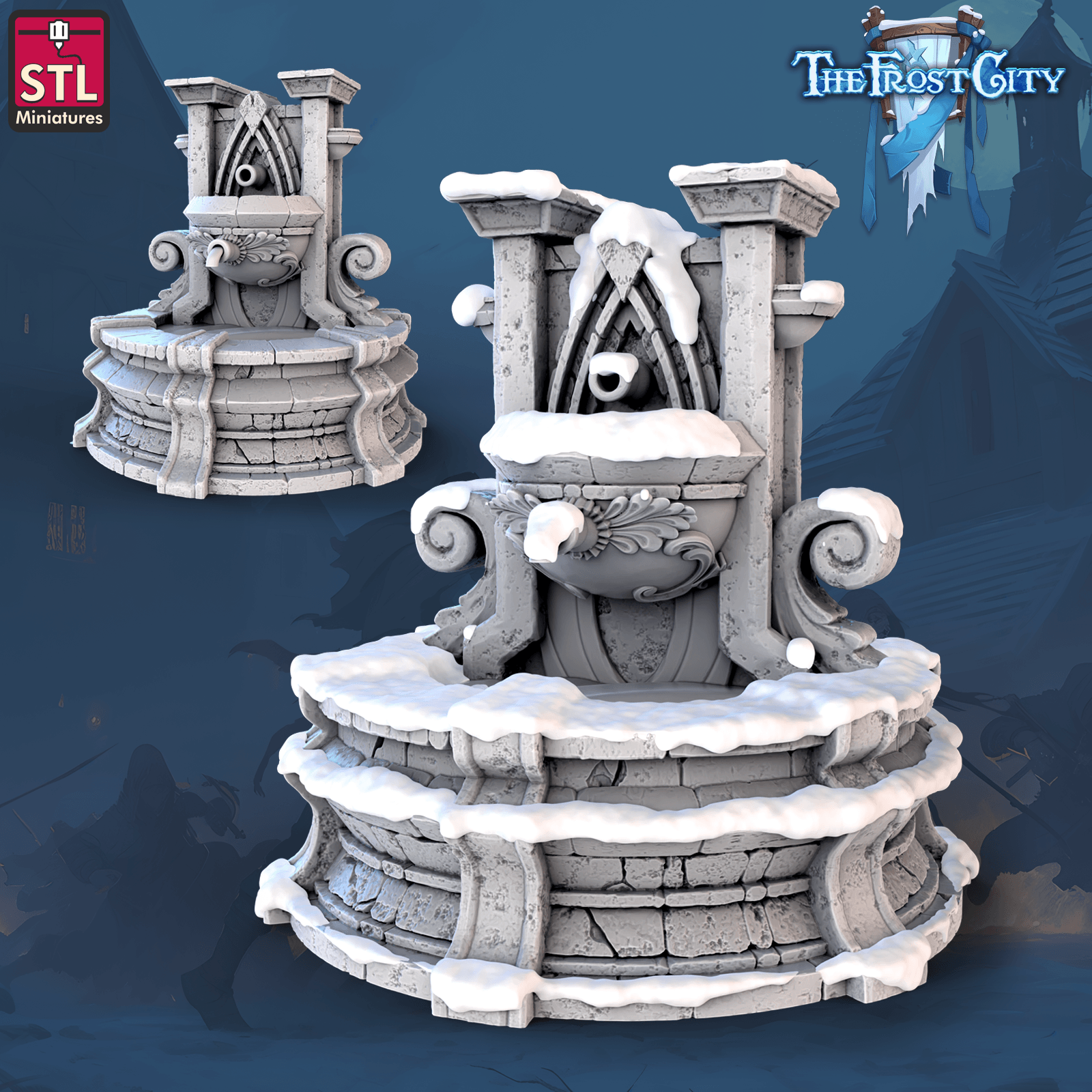 3D Printed STL Miniatures The Frost City Fountain 28 - 32mm War Gaming D&D (Online Only)