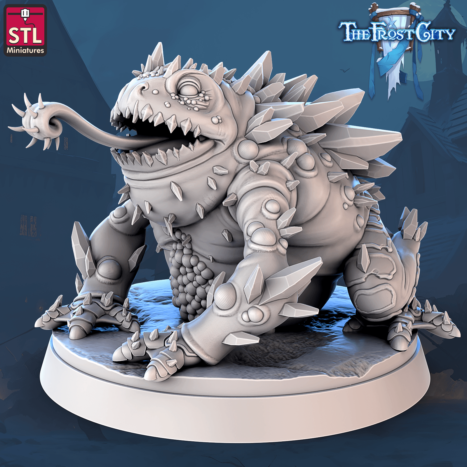 3D Printed STL Miniatures The Frost City Ice Toad 28 - 32mm War Gaming D&D (Online Only)