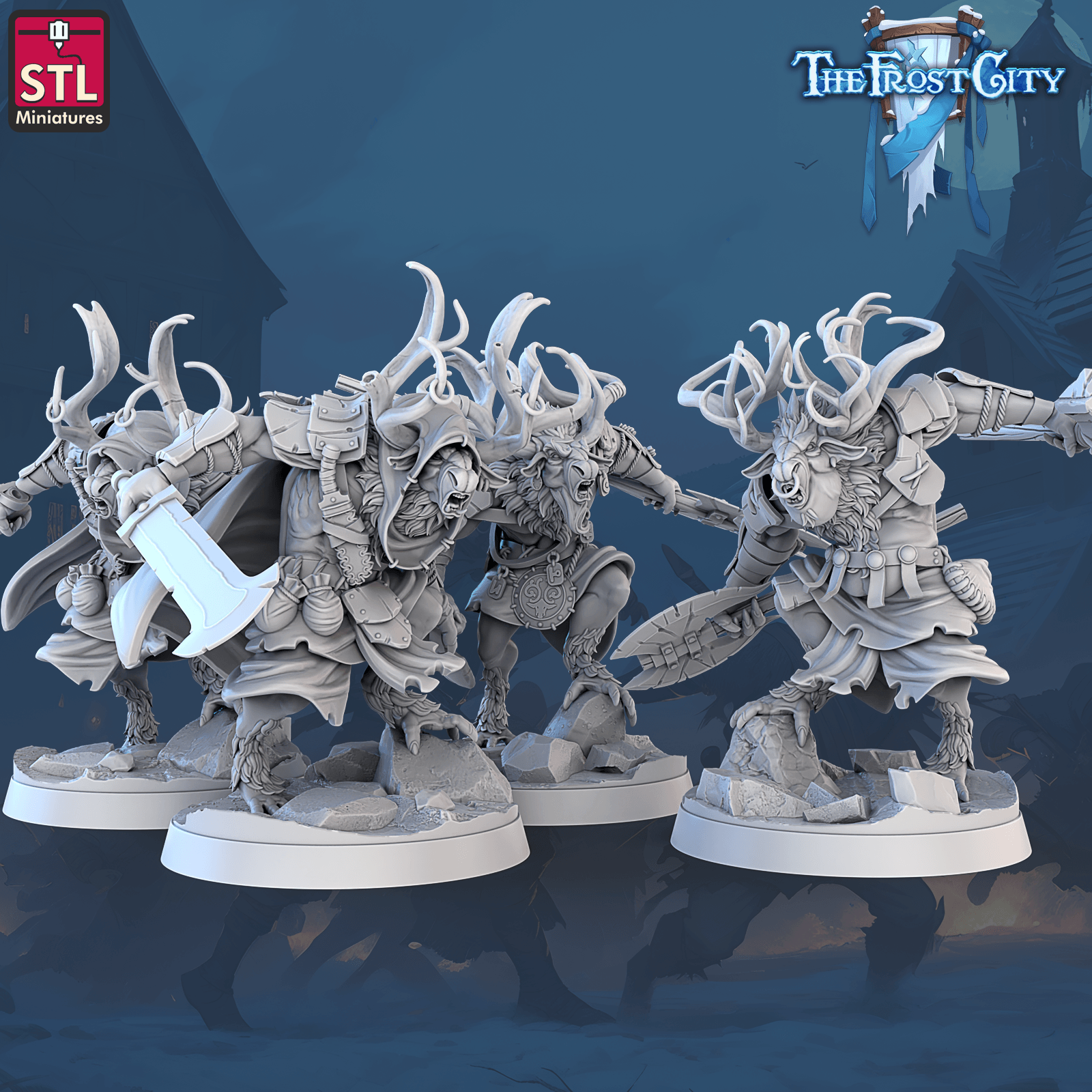 3D Printed STL Miniatures The Frost City Rangifers Set 28 - 32mm War Gaming D&D (Online Only)