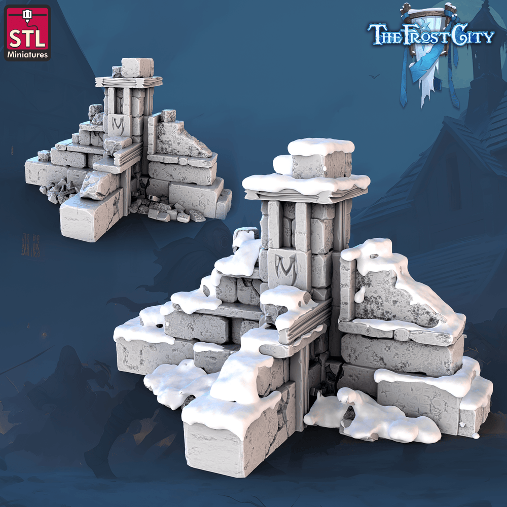 3D Printed STL Miniatures The Frost City Wall Set 28 - 32mm War Gaming D&D (Online Only)