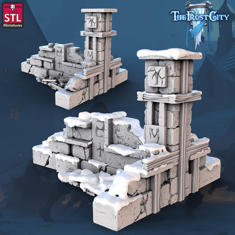 3D Printed STL Miniatures The Frost City Wall Set 28 - 32mm War Gaming D&D (Online Only)