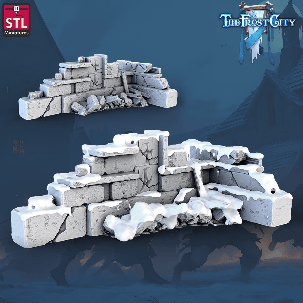 3D Printed STL Miniatures The Frost City Wall Set 28 - 32mm War Gaming D&D (Online Only)