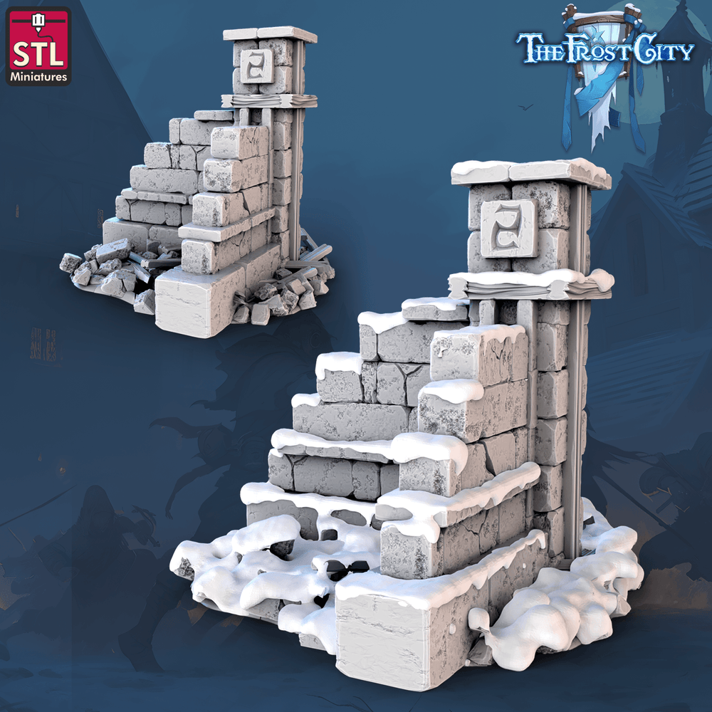 3D Printed STL Miniatures The Frost City Wall Set 28 - 32mm War Gaming D&D (Online Only)