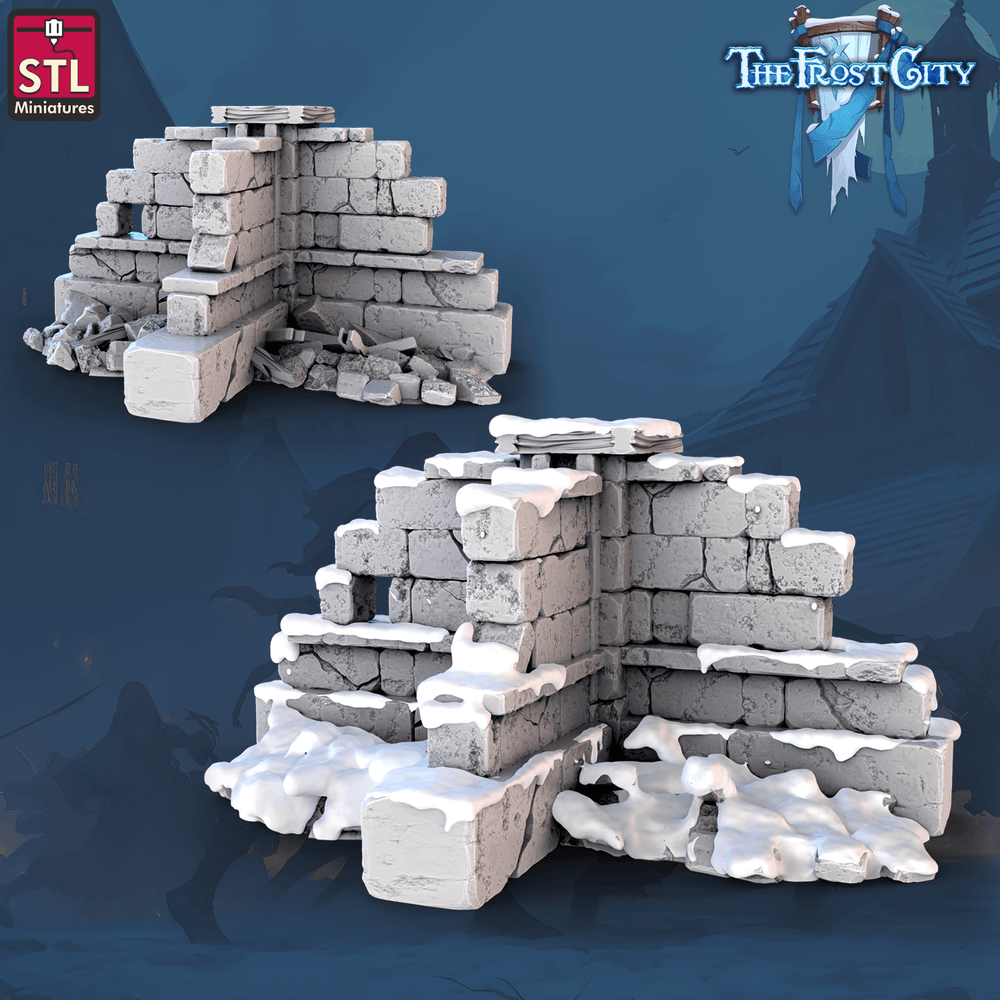 3D Printed STL Miniatures The Frost City Wall Set 28 - 32mm War Gaming D&D (Online Only)