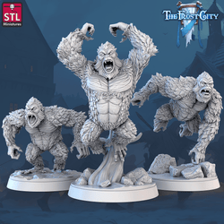 3D Printed STL Miniatures The Frost City White Gorillas 28 - 32mm War Gaming D&D (Online Only)