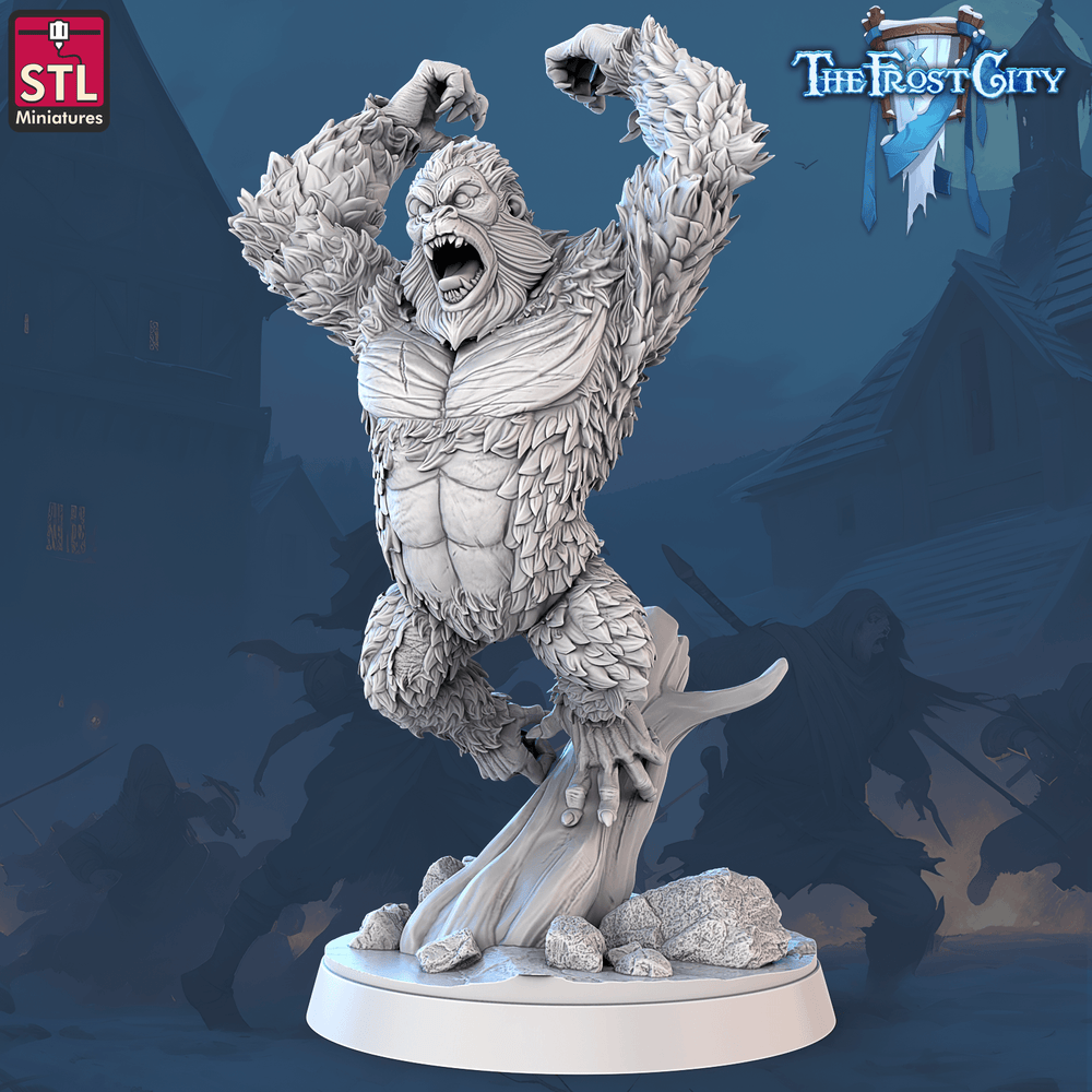 3D Printed STL Miniatures The Frost City White Gorillas 28 - 32mm War Gaming D&D (Online Only)