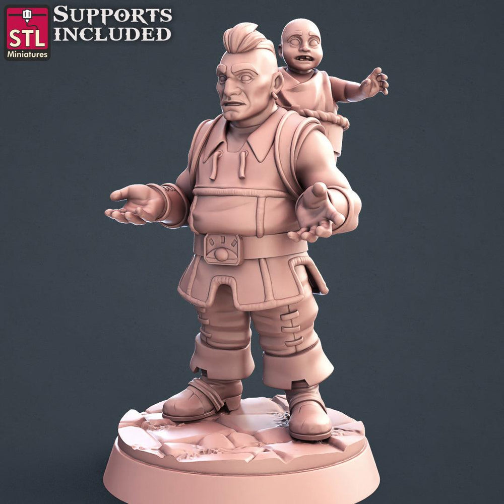 3D Printed STL Miniatures Townsfolks Vol 1 Set Fantasy NPC 2 | 28 - 32mm War Gaming D&D (Online Only)