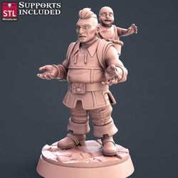3D Printed STL Miniatures Townsfolks Vol 1 Set Fantasy NPC 2 | 28 - 32mm War Gaming D&D (Online Only)