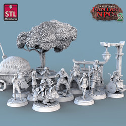 3D Printed STL Miniatures Townsfolks Vol 2 Set Fantasy NPC 2 | 28 - 32mm War Gaming D&D (Online Only)