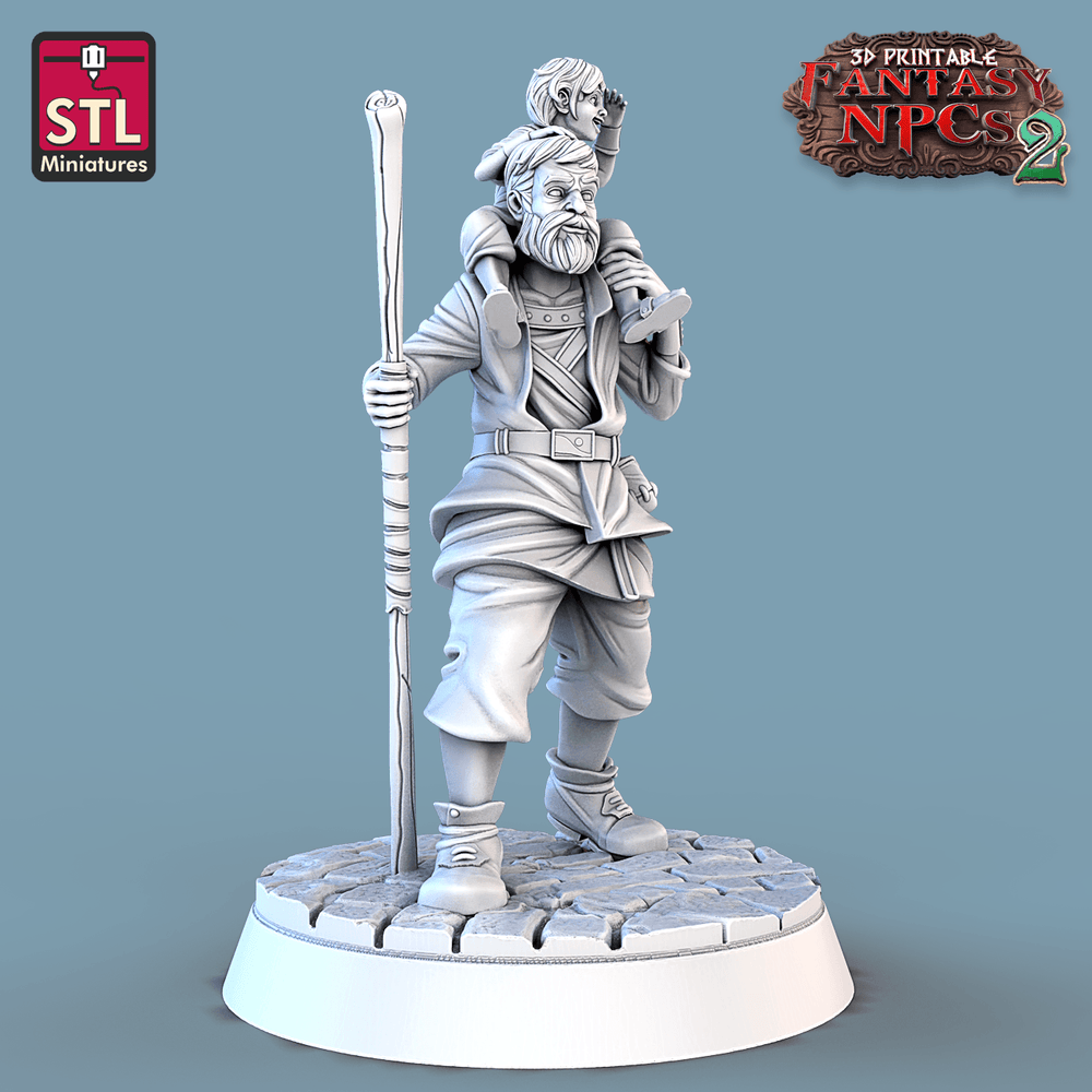 3D Printed STL Miniatures Townsfolks Vol 2 Set Fantasy NPC 2 | 28 - 32mm War Gaming D&D (Online Only)