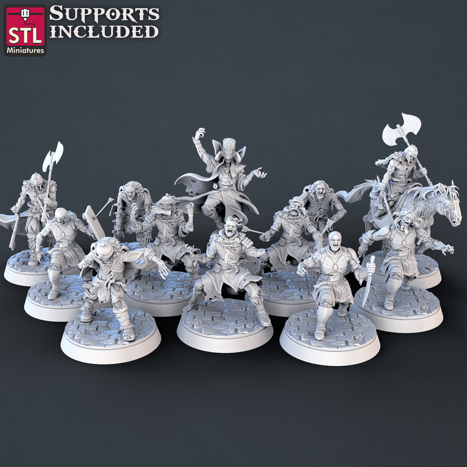 3D Printed STL Miniatures Undead Set 28mm - 32mm War Gaming D&D (Online Only)