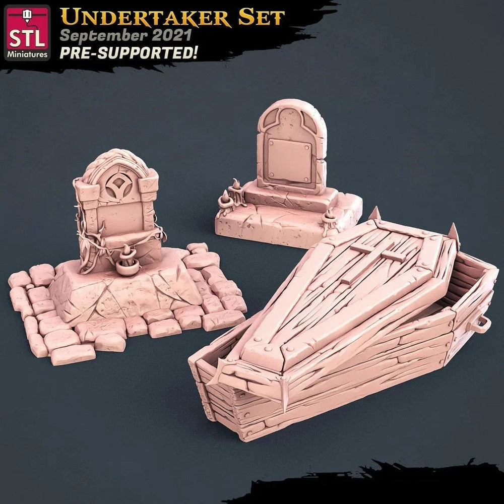 3D Printed STL Miniatures Undertaker Set Fantasy NPC 2 | 28 - 32mm War Gaming D&D (Online Only)
