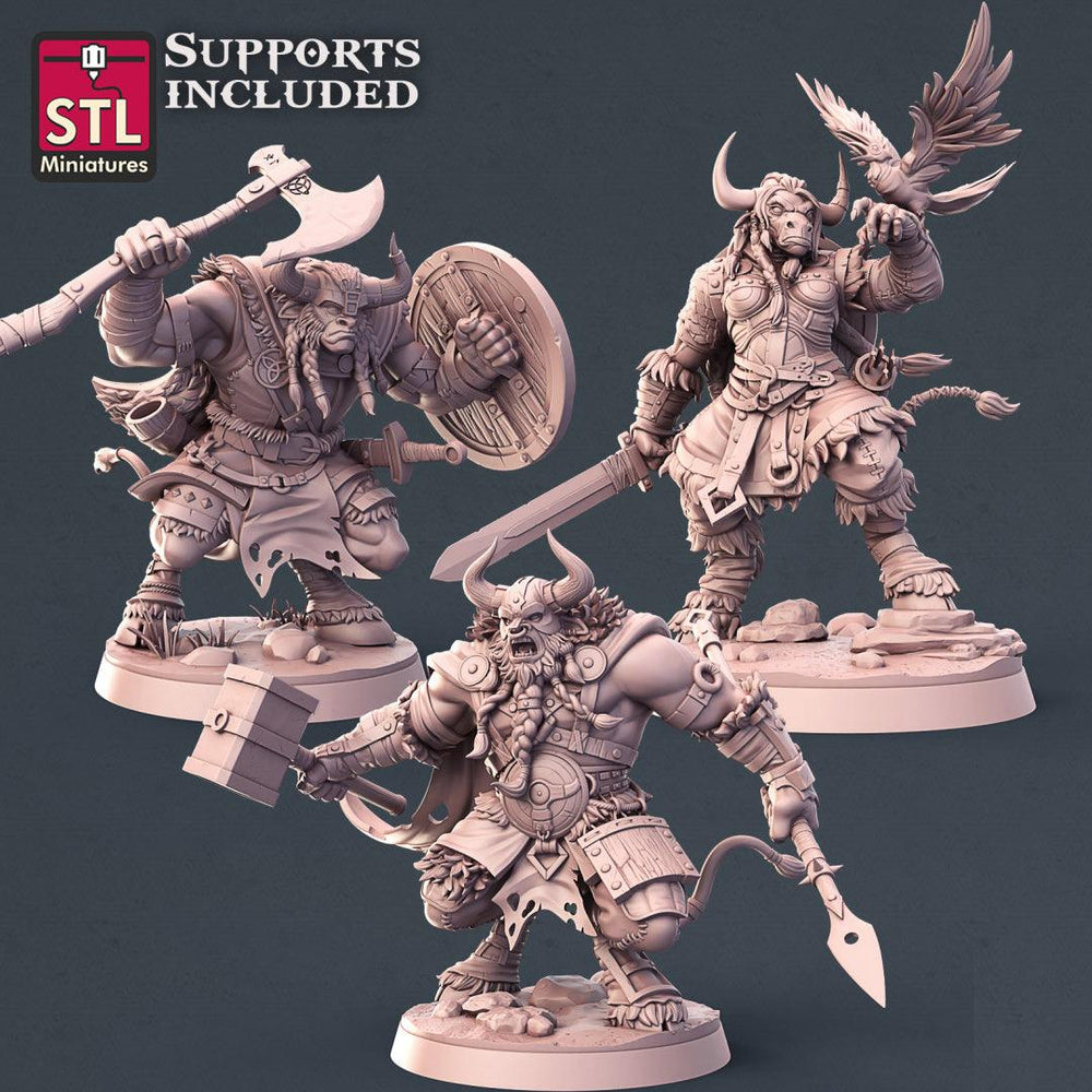3D Printed STL Miniatures Viking Minotaurs Set 28 - 32mm War Gaming D&D (Online Only)