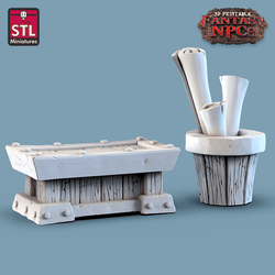 3D Printed STL Miniatures Weapons Merchant Set Fantasy NPC 28mm - 32mm War Gaming D&D (Online Only)