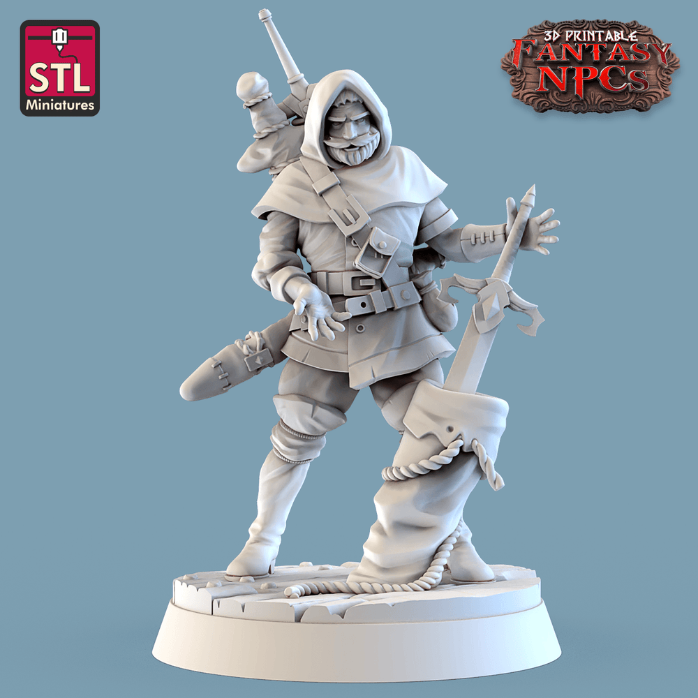 3D Printed STL Miniatures Weapons Merchant Set Fantasy NPC 28mm - 32mm War Gaming D&D (Online Only)