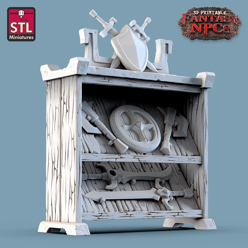 3D Printed STL Miniatures Weapons Merchant Set Fantasy NPC 28mm - 32mm War Gaming D&D (Online Only)