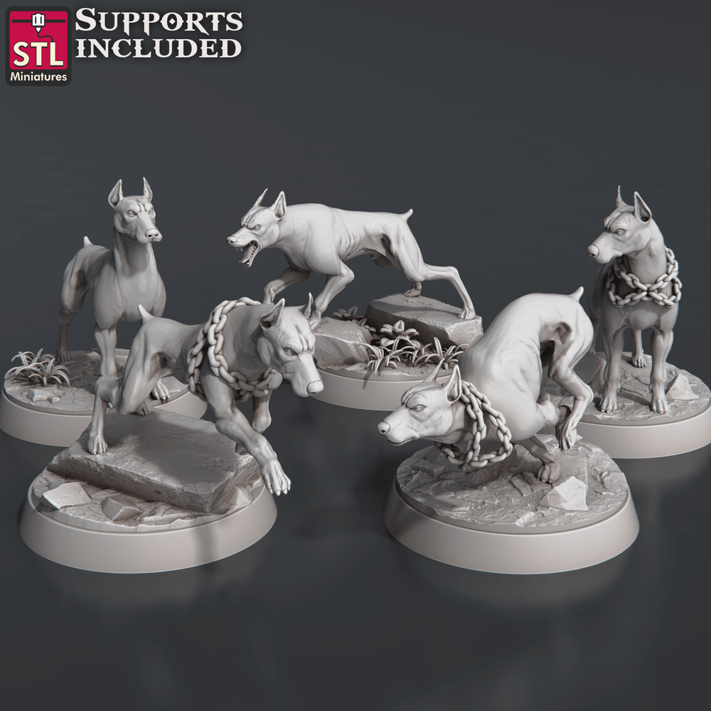 3D Printed STL Miniatures Wild Dogs Set 28 - 32mm War Gaming D&D (Online Only)