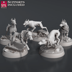 3D Printed STL Miniatures Wild Dogs Set 28 - 32mm War Gaming D&D (Online Only)