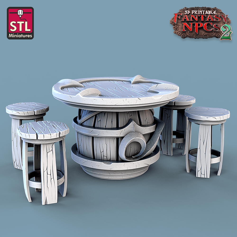 3D Printed STL Miniatures Winemakers Set Fantasy NPC 2 | 28 - 32mm War Gaming D&D (Online Only)