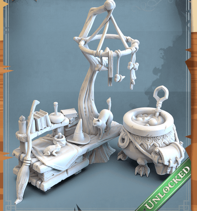 3D Printed STL Miniatures Witch Props 28 - 32mm War Gaming D&D (Online Only)