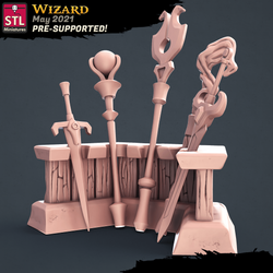 3D Printed STL Miniatures Wizard Set 28 - 32mm War Gaming D&D (Online Only)