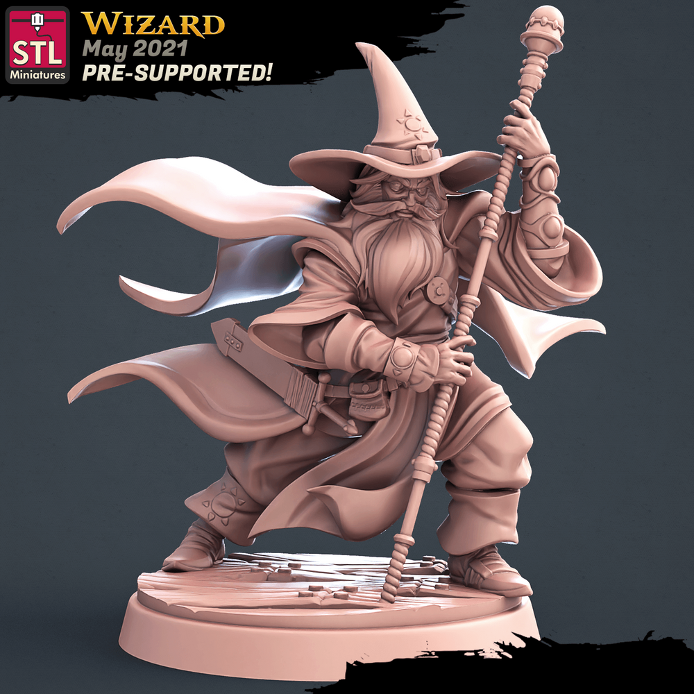 3D Printed STL Miniatures Wizard Set 28 - 32mm War Gaming D&D (Online Only)
