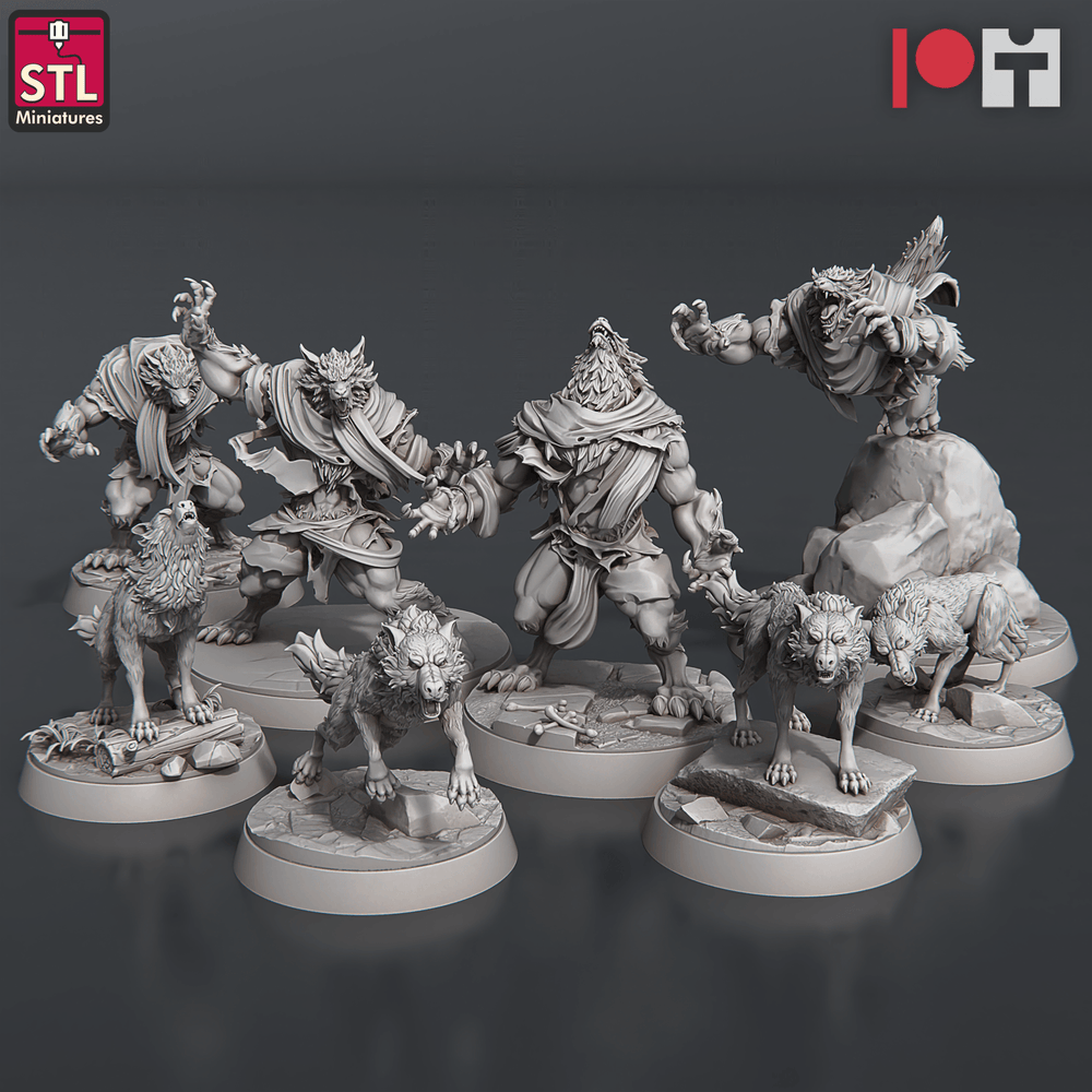 3D Printed STL Miniatures Wolves and Werewolves 28mm - 32mm War Gaming D&D (Online Only)