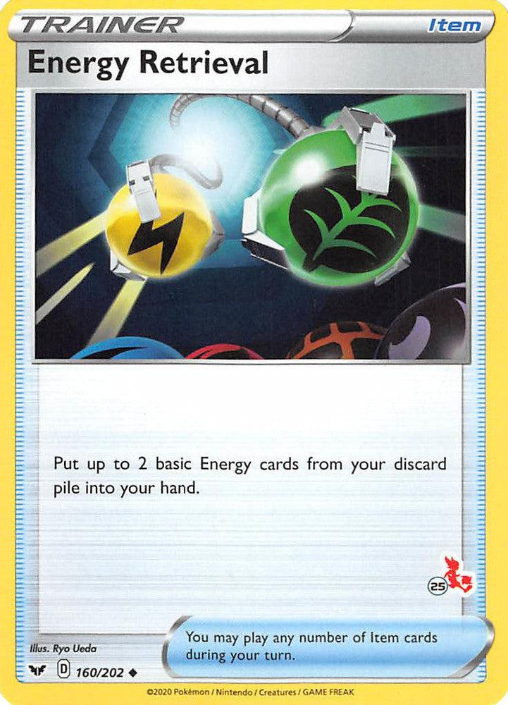 Energy Retrieval (160/202) (Cinderace Stamp #25) [Battle Academy 2022] (Online Only)