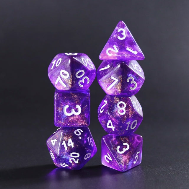 Diamond Purple with White Numbering 7-Dice Set RPG (Online Only)
