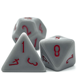Grey Homage 7-Dice Set w/Red Numbers Minimalist (Online Only)