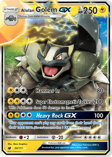 Alolan Golem GX (34/111) [Sun & Moon: Crimson Invasion] (Online Only)