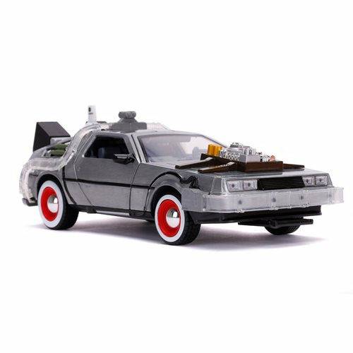 Back to the Future Part III die-cast (white-wall version) 1:24 scale "Hollywood Rides" light-up DeLorean Time Machine (ONLINE ORDER ONLY)