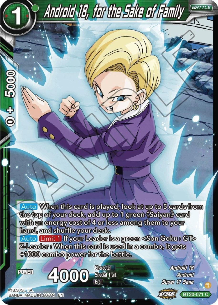 Android 18, for the Sake of Family (BT20-071) [Power Absorbed] (ONLINE ORDER ONLY)