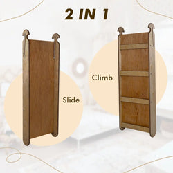 3in1 Montessori Climbing Set: Triangle Ladder + Slide Board + Net – Chocolate (ONLINE ORDER ONLY)